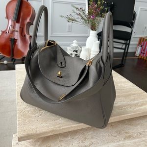 Authentic HERMES Gris Etain TAURILLON CLEMENCE LINDY 30